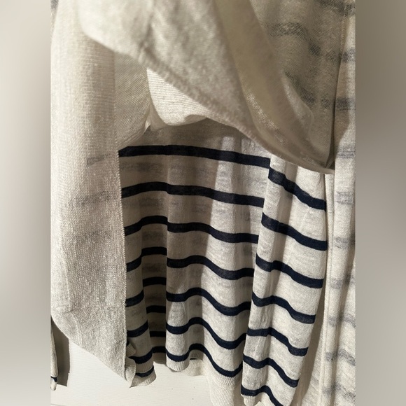EILEEN FISHER Layered Linen Blend Layered Stripe Nautical LG Asymmetrical Hem - Picture 7 of 12
